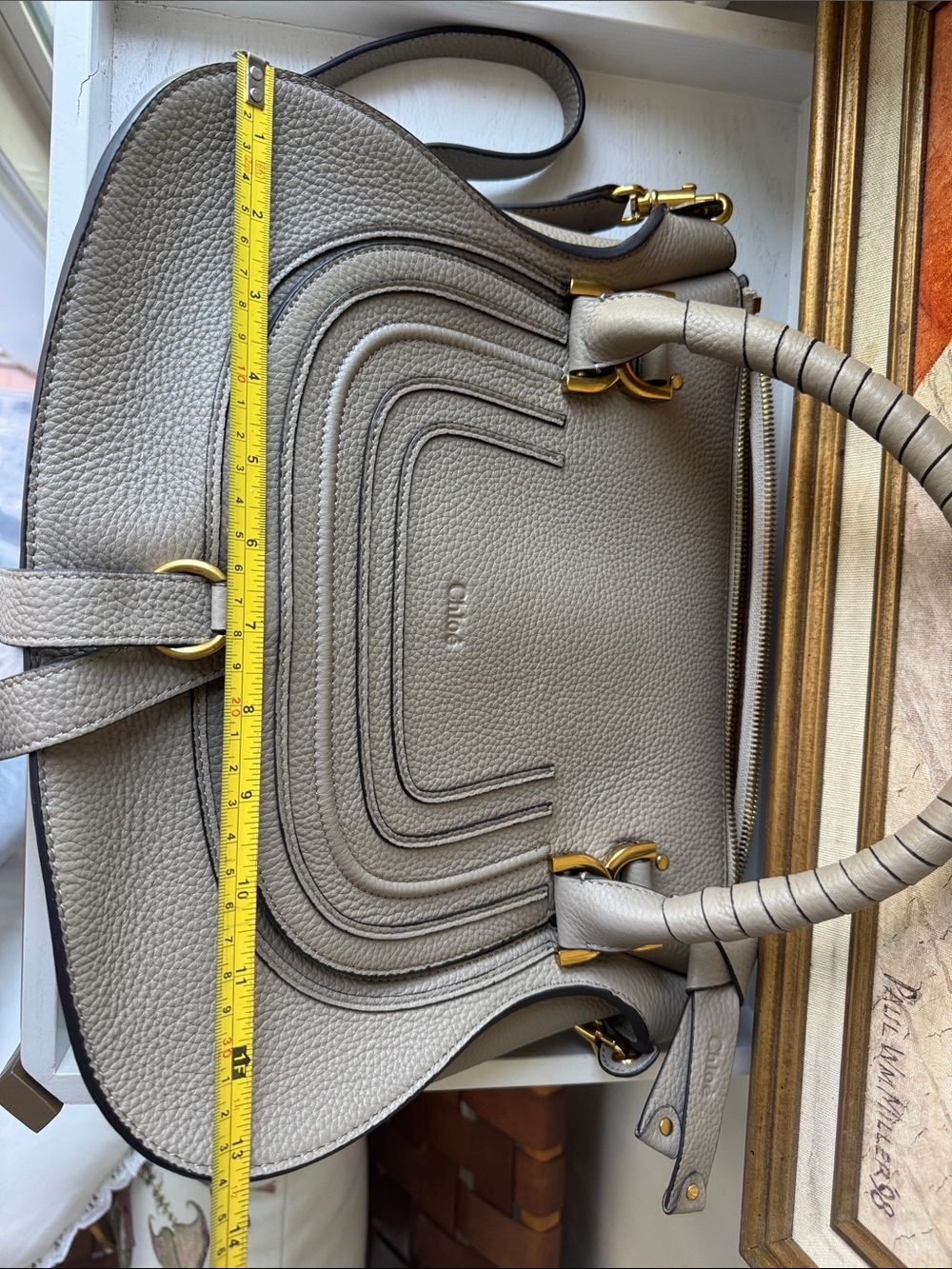 Neutral Taupe Gray Shoulder Bag with Gold Hardware - Picture 11 of 12